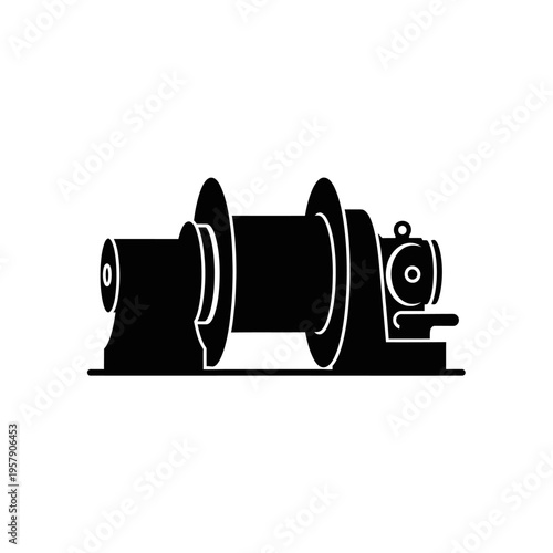 Maritime Winch Drum Silhouette for Heavy Rope Spools and Deck Equipment Machinery