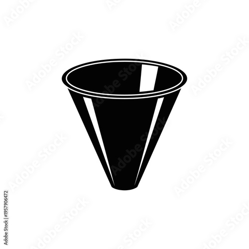 Concrete Slump Cone Silhouette: Metal Funnel for Construction Quality Testing, Professional Civil Engineering Equipment Icon.