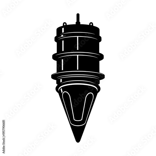 Subsea Dredger Nozzle Silhouette, Sand Suction Tool for Seabed Excavation and Marine Construction Projects