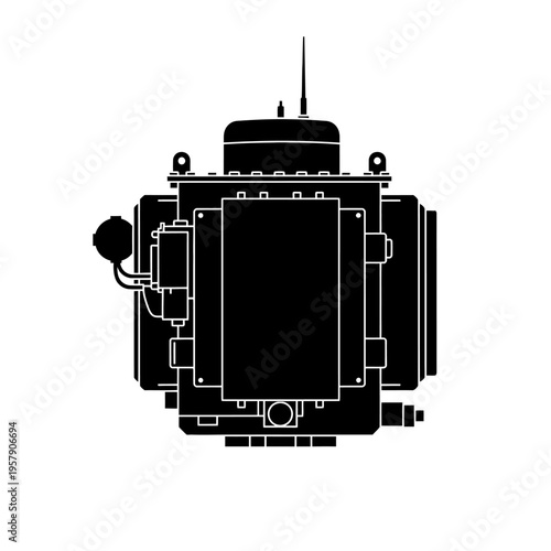Subsea Transformer Silhouette, Underwater Electricity Box for Offshore Power Grid and Ocean Energy Distribution