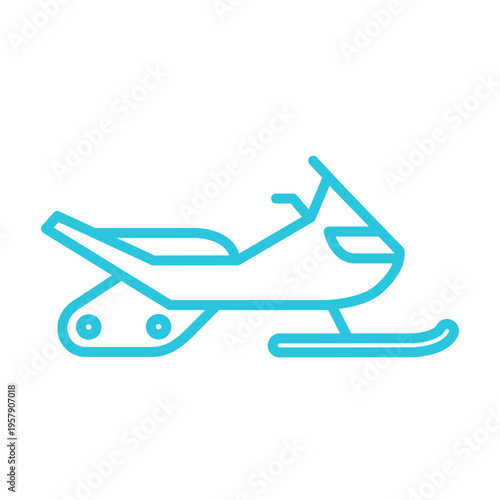 Snowmobile Icon, Blue Icon on White