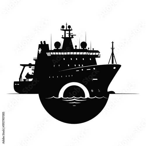 Moonpool Silhouette Representing Ship Hull Openings and Ocean Research Vessel Tech