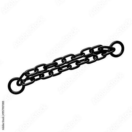 Surveyors Chain Silhouette, Antique Metal Link Rope for Historical Cartography and Traditional Land Measurement