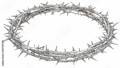 A minimalist illustration of a thorny crown, also known as a crown of thorns, depicted in simple vector line art with a thorny design on a clean white background.