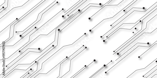 Abstract Futuristic Circuit Board Technology Background. Concept of complexity and precision, as well as the importance of technology in our lives. Black circuit diagram on white background, vector.	