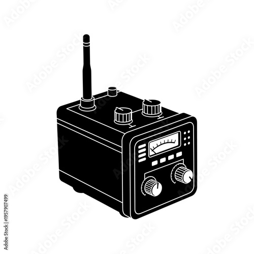 Portable Seismograph Silhouette, Earthquake Monitoring Box for Geological Surveys and Seismic Hazard Detection