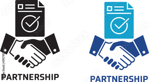 Partnership silhouette icon set for agreements and business collaborations