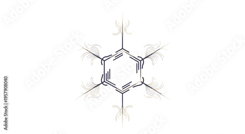 Abstract Geometric Design with Floral Elements and Central Hexagon