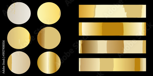Gradient gold shapes ovals and rectangles in varying shades