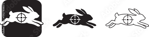 Running rabbit target icon hunting wildlife aim.