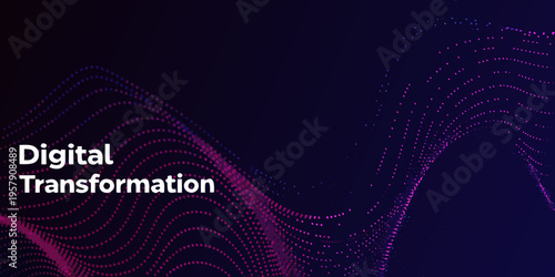 Abstract digital transformation background with flowing particle waves