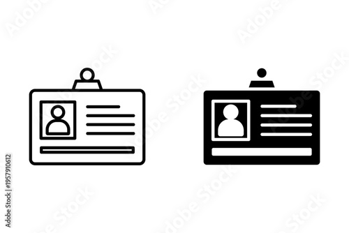 ID Card Icon Black. Driver's License Illustration. ID Badge Symbol. Identity Logo. Pass Passport Sign isolated Variations. Identification card icon set 