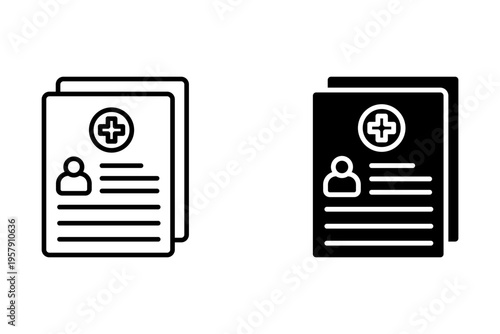 Patient record icon in line design. patient record, medical data, health report, clinical file, documentation on white background vector. Patient record editable stroke icon