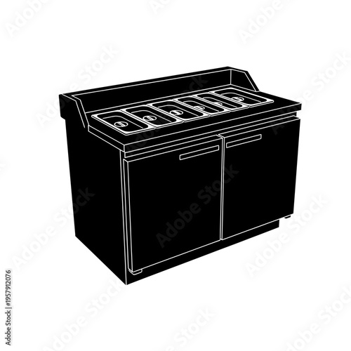 Refrigerated Prep Table Silhouette, Commercial Cutting Board Top for Kitchen Efficiency and Safe Food Handling
