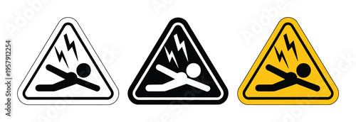 Electrical Shock Warning Signs Vector Illustration
