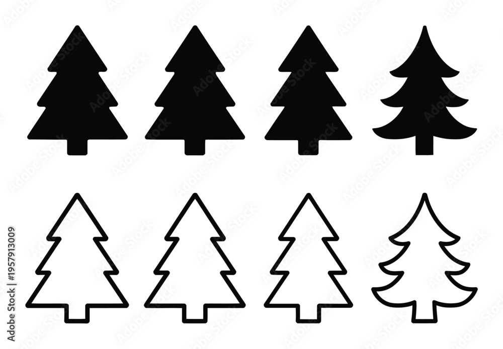 Obraz premium Pine Tree Icons Vector Illustration