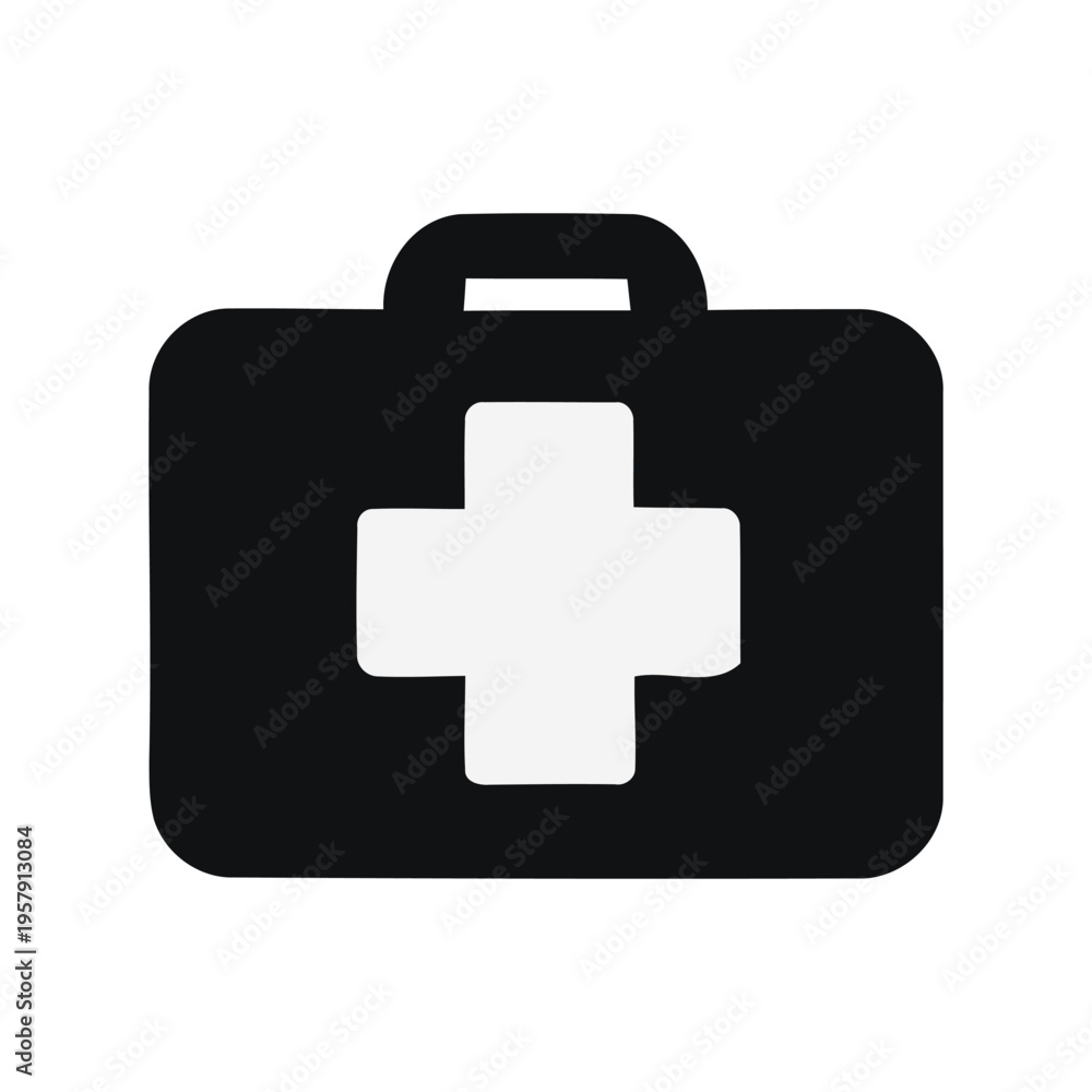 Obraz premium Medical Kit Silhouette – Healthcare Emergency Icon