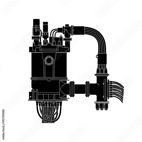 Subsea Umbilical Termination Assembly Silhouette, Cable Hub for Deepwater Operations and Robotic Connectivity