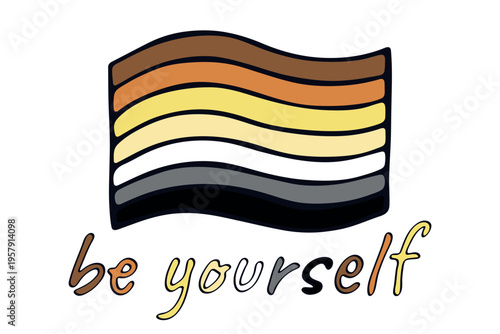 Colorful Bear brotherhood pride flag Happy pride day LGBTQ community Pride Month Vector hand drawn doodle for posters, stickers, logo, cards