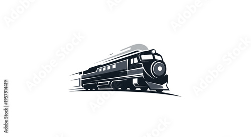 Vintage Streamlined Passenger Train Speeding Forward, Retro Transportation