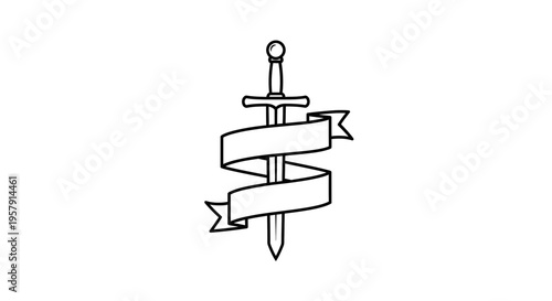 Vintage Sword with Ribbon Banner Illustration