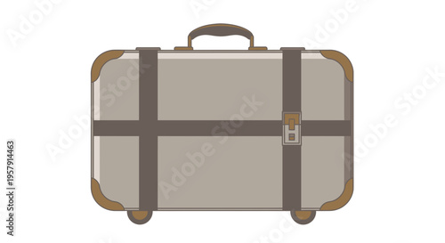 Vintage Suitcase with Leather Straps and Metal Hardware