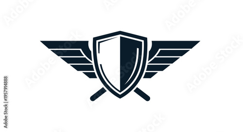 Vintage Shield with Wings Emblem - Protection and Strength Symbol