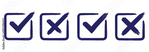 Check mark icons button set. yes or no checkmark sign. Check box icon with right and wrong buttons. black tick box and black cross symbol