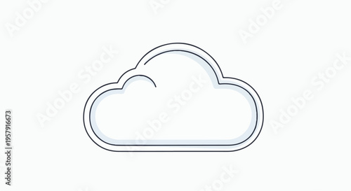 Minimalist Cloud Icon Vector Illustration. Modern Line Art Cloud Isolated on White Background