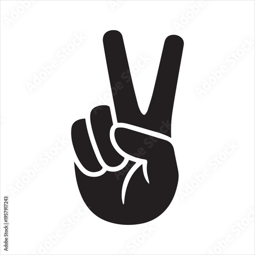 Hand gesture V sign for victory or peace flat vector icon for apps and websites
