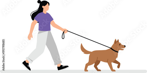 Happy Young Woman Sitting On Floor And Hugging Her Cute Golden Retriever Dog In Minimalist Modern Home Interior Vector Illustration