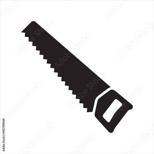 Hand saw or handsaw carpentry tool flat vector icon for apps and websites