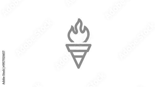 A gray torch icon with flames at the top, a conical body, and horizontal lines