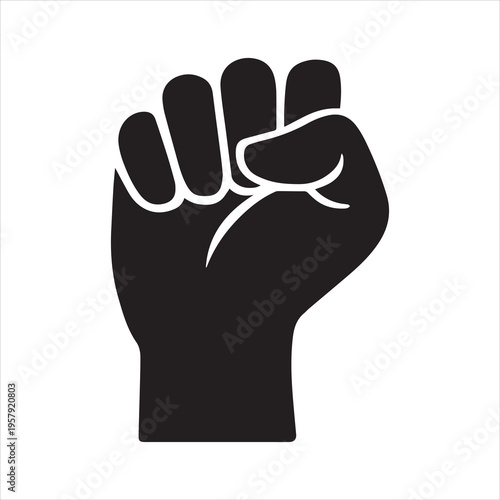 Raised fist - symbol of victory, strength, power and solidarity flat icon for apps and websites