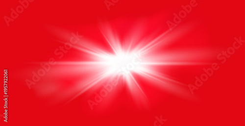 Red background with warm sunlight and sun glare effect. Soft glowing rays, sun glare and summer atmosphere for abstract nature backgrounds.