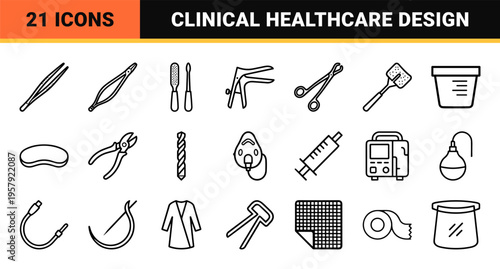 Surgical Precision Tools Visual DNA Monoline Graphics for Healthcare and Medical Equipment Interface Design with Ultra Minimalist Aesthetic