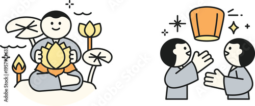 Celebrating traditions with lanterns and candles during a cultural festival