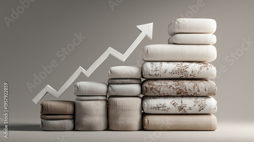 Growth Concept with Folded Fabric and Upward Trend Arrow