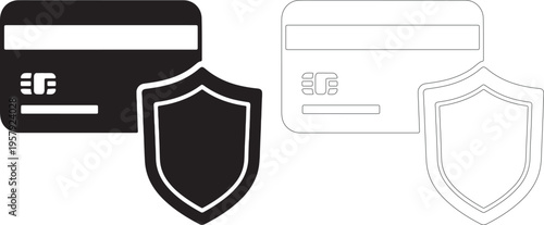Black and white credit card with shield security
