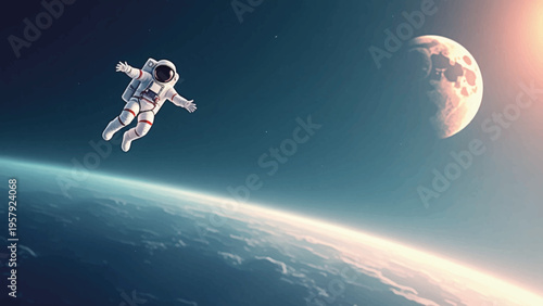 Astronaut floating in space vector illustration