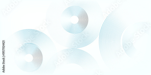 A minimalist abstract image featuring three overlapping navy blue concentric circles on a dark blue background.