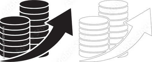 Black and white disk stacks with arrows