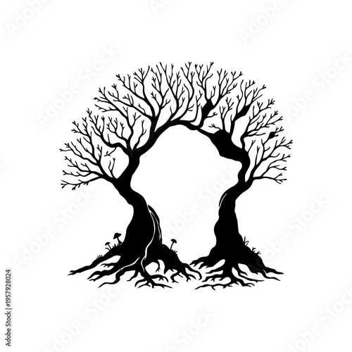 Abstract tree branches forming circular shape nature concept