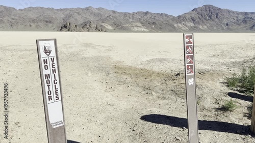 Wallpaper Mural No Motor Vehicles Sign at the Racetrack Playa Entrance Death Valley Torontodigital.ca
