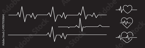 Red electrocardiogram heartbeat rhythm line illustration. Pulse heart rate vector icon in flat style. Heart rate, pulse beat frequency icon, health chart, waveform vector. 