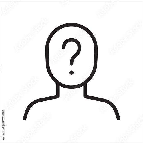 Person with question mark, linear icon. Anonymous identity, unknown user, or uncertainty. Line with editable stroke