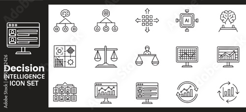 Decision Intelligence and AI Business Analysis Dashboard Icon Set