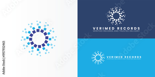 A modern, circular logo with blue pixels to represent digital data. The logo symbolizes the organized retrieval and secure release of medical records for the legal, insurance, and government sectors.