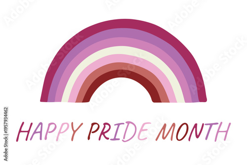 Colorful rainbow shape Lesbian pride flag Happy pride day LGBTQIA community Pride Month Vector hand drawn doodle for posters, stickers, logo, cards
