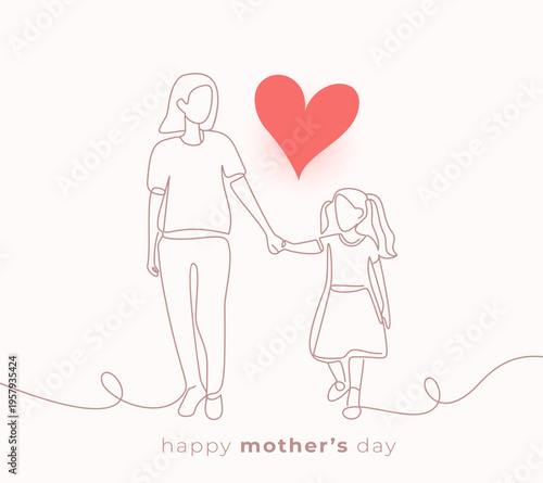 mothers day event background with line art mother and child